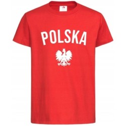 Koszulka dziecięca kibica Reprezentacji Polski czerwona POLSKA z orłem