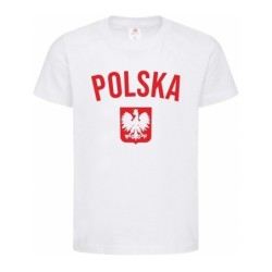 Koszulka dziecięca kibica Reprezentacji Polski biała POLSKA z orłem