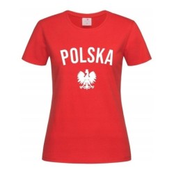 Koszulka damska kibica Reprezentacji Polski czerwona POLSKA z orłem