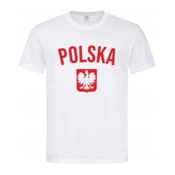 Koszulka męska kibica Reprezentacji Polski biała POLSKA z orłem