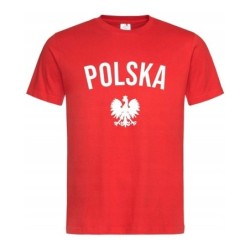 Koszulka męska kibica Reprezentacji Polski czerwona POLSKA z orłem