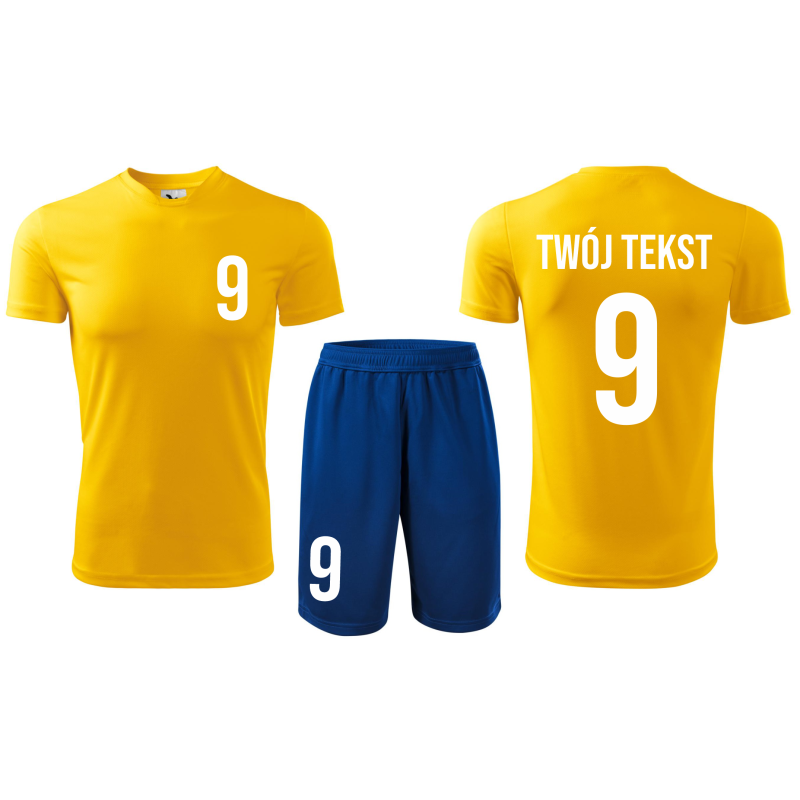 Strój piłkarski z nadrukiem - personalizowany - z własnym napisem i numerem - 2 częściowy